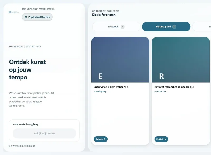 Versie van 16 juni: twee panelen, tabs per verdieping en een kaart per kunstwerk