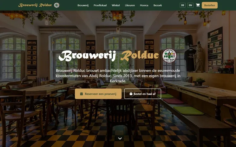 De homepage van Brouwerij Rolduc